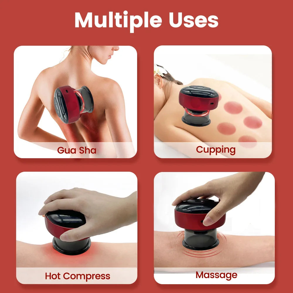Smart Electric Vacuum Cupping Device Body Scraping Massager Heating Suction Cup Device Physical Fatigue Relief Beauty Health VIP
